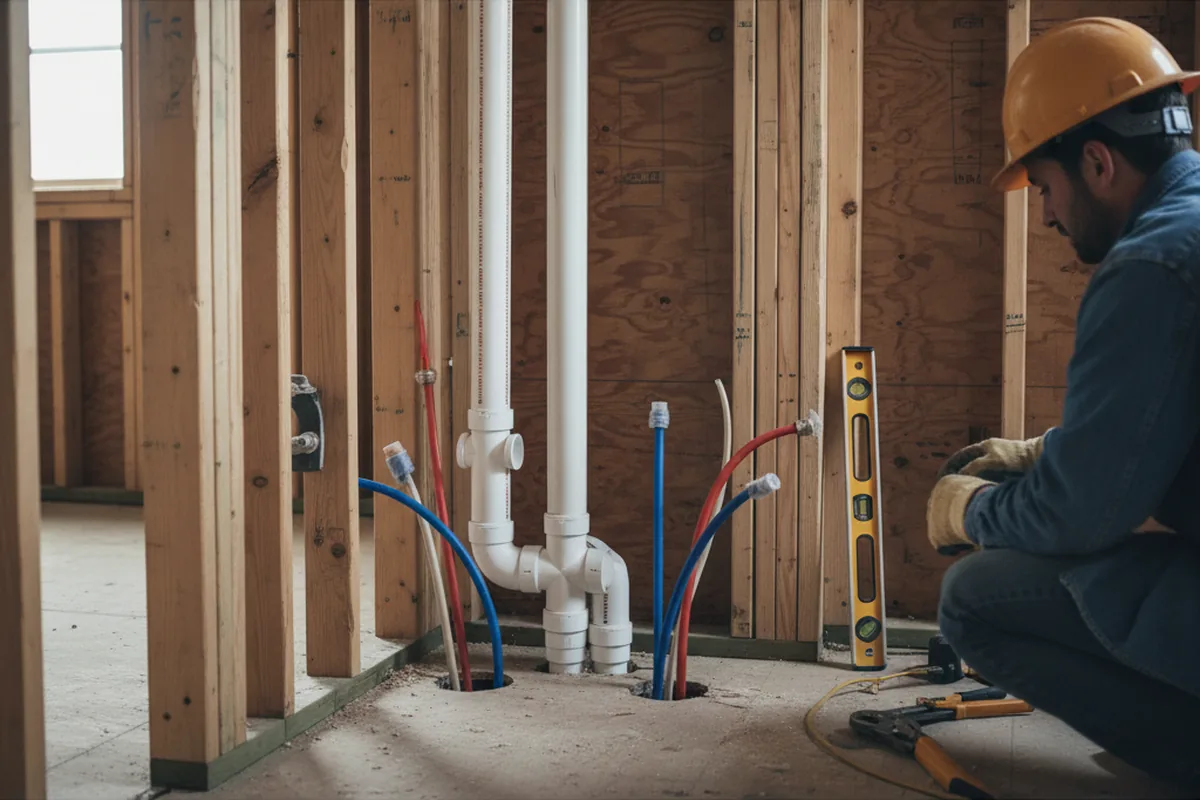 Drain and supply rough-in during Leak Detection in Northern Cambria