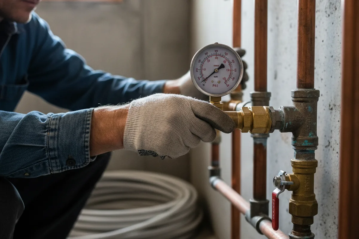 Pressure testing a repaired line during Water Line Repair in Northern Cambria